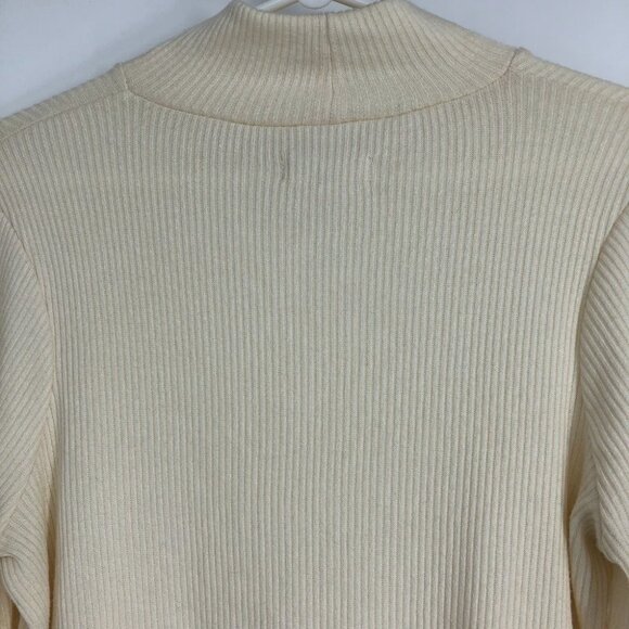 Madewell Offwhite Cream Mock Neck Bubble Sleeve Ribbed Sweater Top size S - Picture 10 of 16